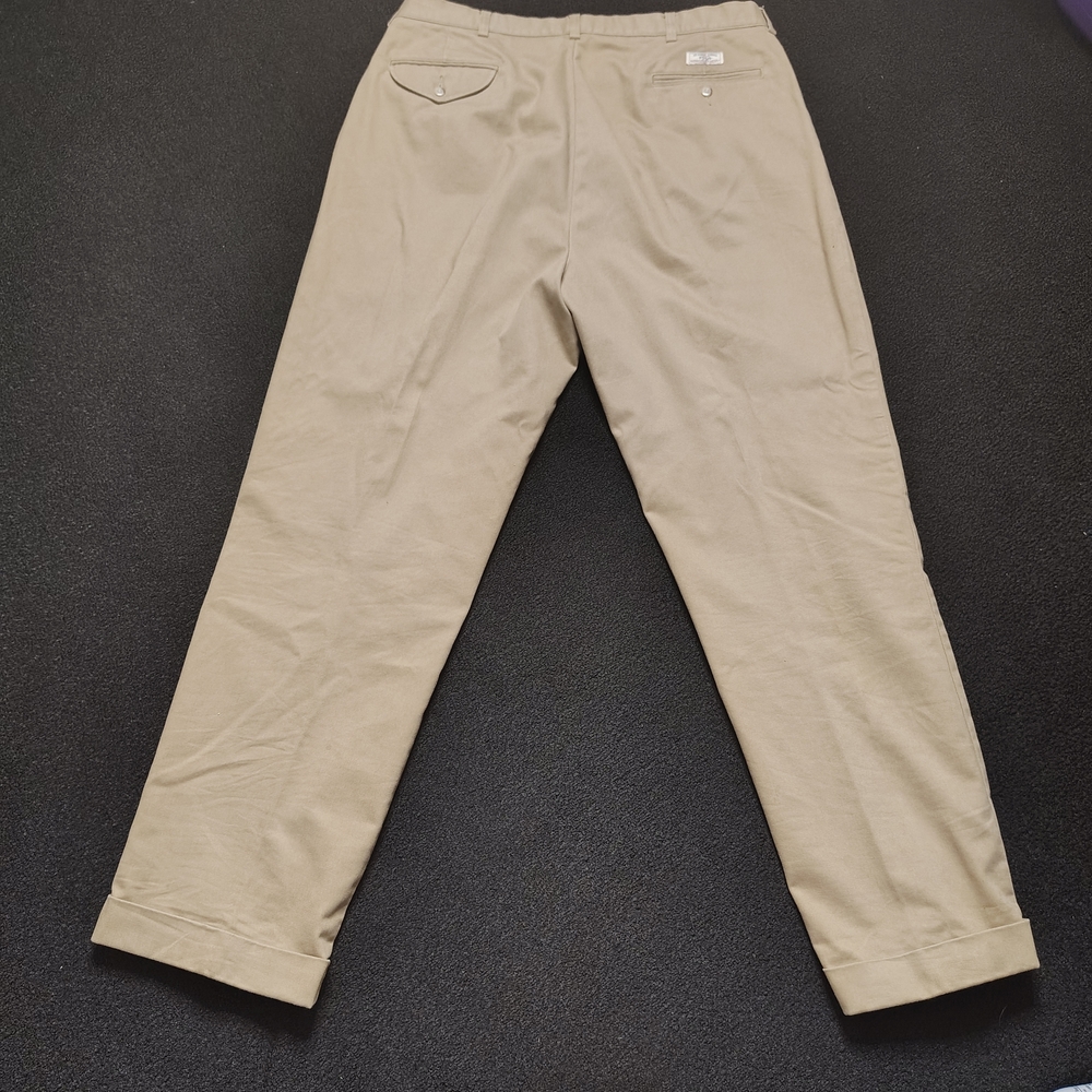 Polo Ralph Lauren Hammond Pants Mens 38x32 Khaki Beige Pleated Chino Cuffed - Picture 2 of 11